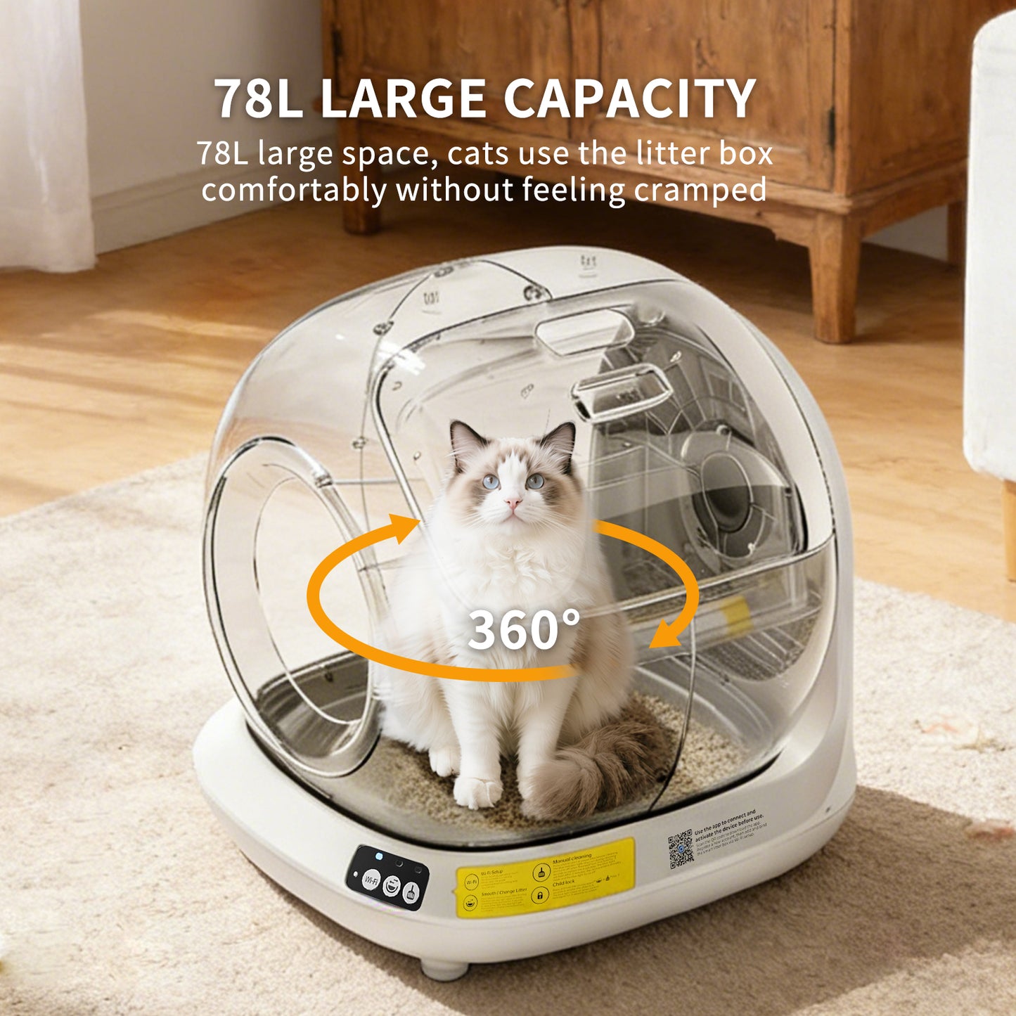 PawCare™ Smart Litter Box automatic self-cleaning cat litter box with control panel and waste drawer for clean, odor-free pet supplies