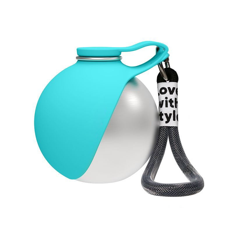 Blue PawCare™ portable dog water bottle with 285ml capacity, designed for travel and outdoor pet hydration.