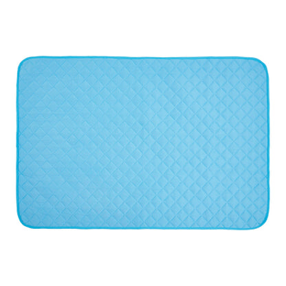 Blue PawCare™ cooling dog bed designed for summer comfort, featuring a soft fabric surface and supportive cushioning for pets.
