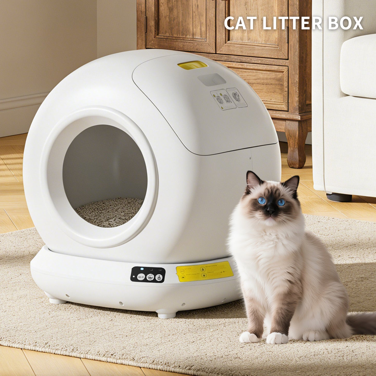 PawCare™ Smart Self-Cleaning Cat Litter Box with automatic cleaning system and modern design for pet supplies.