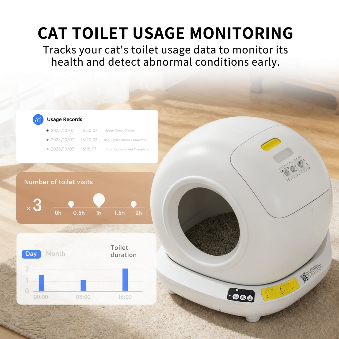 PawCare™ Smart Self-Cleaning Cat Litter Box with automatic cleaning system and modern design for easy pet waste management.