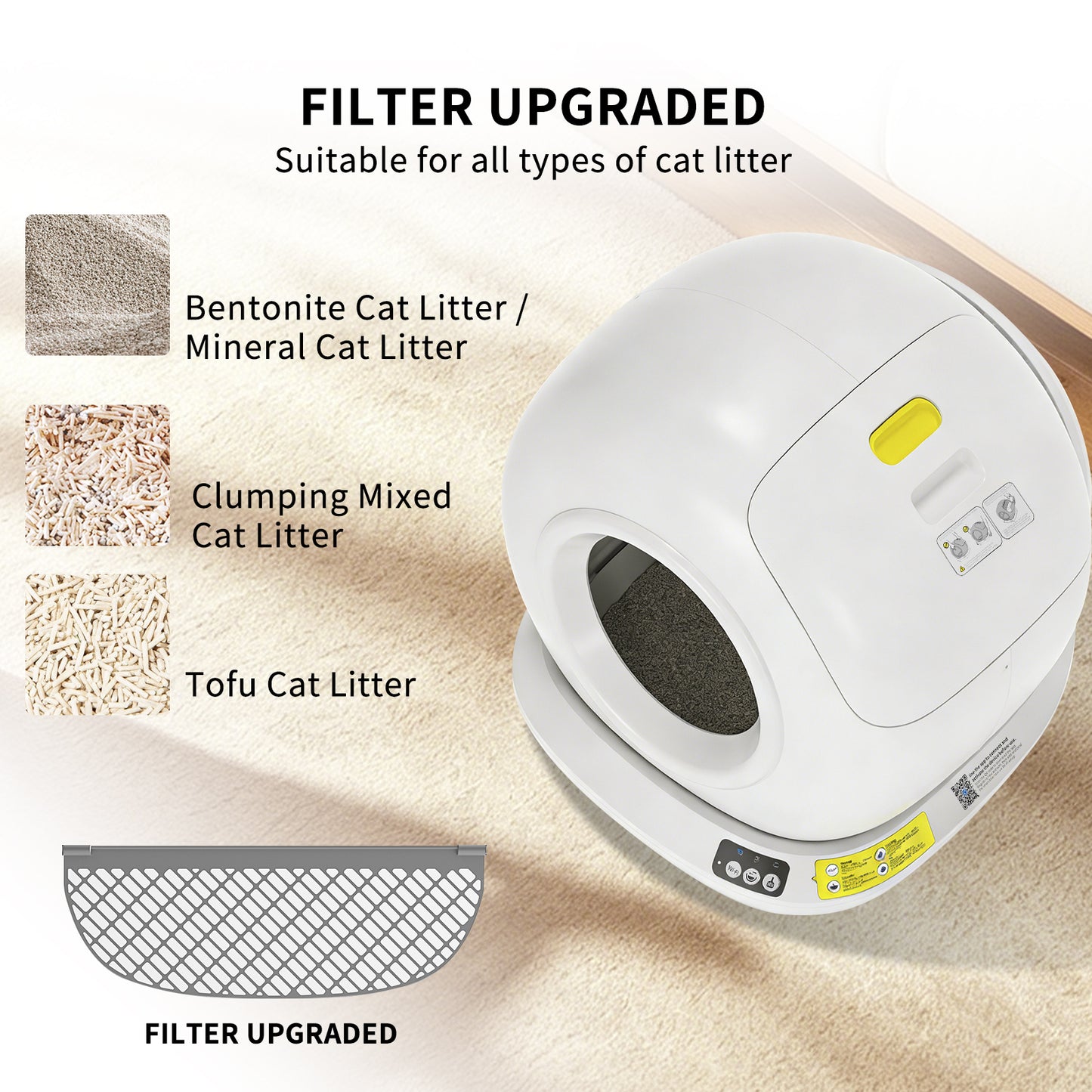 PawCare™ Smart Self-Cleaning Cat Litter Box with modern design and automatic cleaning mechanism for pet supplies.