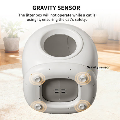 PawCare™ Smart Litter Box for cats, automatic self-cleaning pet supplies with a modern design and litter disposal system.